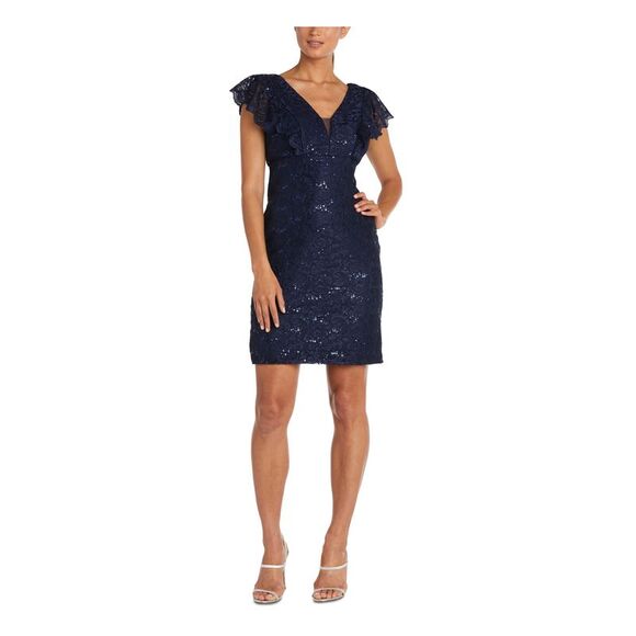 Nightway Women's Metallic Lace Sheath Dress